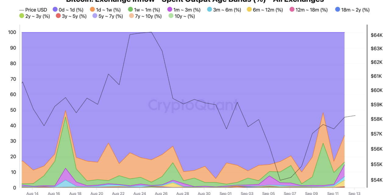 92% of Bitcoin exchange inflows come from short-term holders