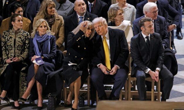 French first lady helps keep Trump, Bidens apart at Notre Dame